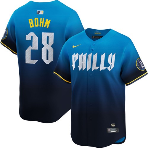 Men's Alec Bohm Philadelphia Phillies Nike Blue 2024 City Connect Limited Stitched Jersey