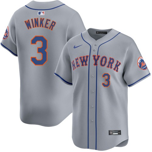 Men's Nike Jesse Winker New York Mets Road Grey Limited Jersey