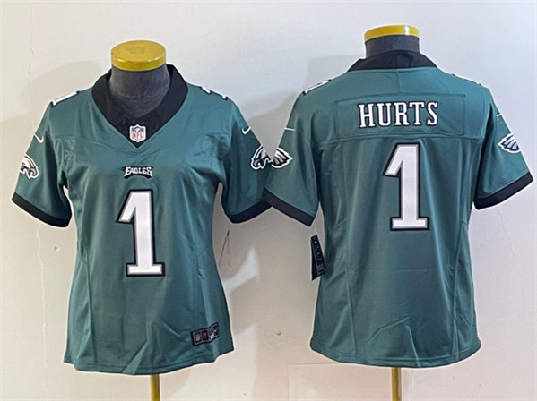 Women's Philadelphia Eagles #1 Jalen Hurts Green 2023 F.U.S.E. Vapor Untouchable Limited Stitched Football Jersey(Run Small)