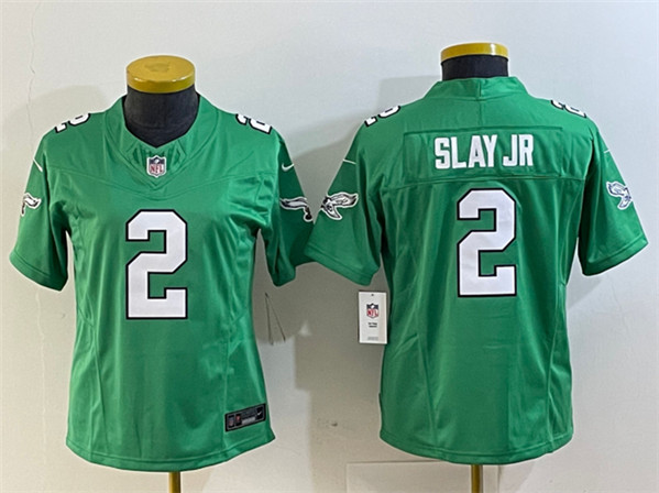 Women's Philadelphia Eagles #2 Darius Slay JR Green 2023 F.U.S.E. Football Stitched Jersey(Run Small)