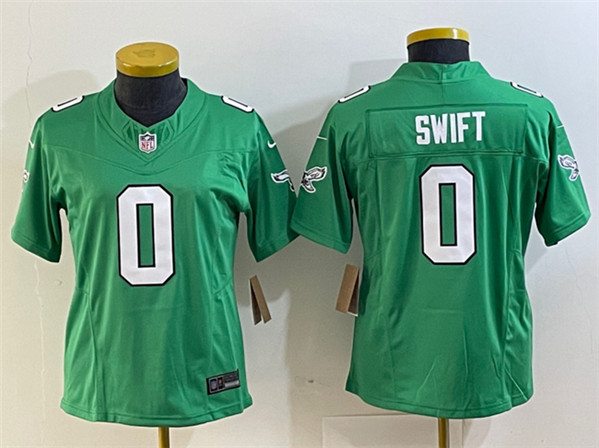 Women's Philadelphia Eagles #0 D’andre Swift Green 2023 F.U.S.E. Football Stitched Jersey(Run Small)