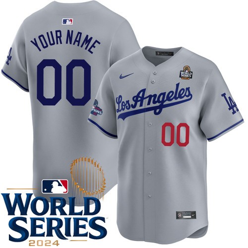 Men's Los Angeles Dodgers Active Player Custom Grey 2024 World Series Alternate Limited Stitched Baseball Jerseys