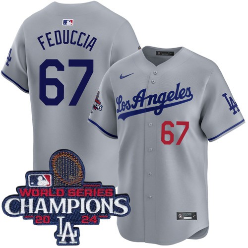 Men's Hunter Feduccia Los Angeles Dodgers Nike Road Grey Limited World Series Champions Jersey