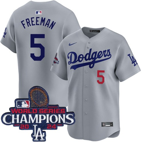 Men's Freddie Freeman Los Angeles Dodgers Nike Alternate Road Grey Limited World Series Champions Jersey