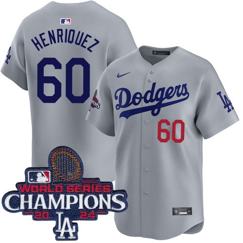 Men's Edgardo Henriquez Los Angeles Dodgers Nike Alternate Road Grey Limited World Series Champions Jersey