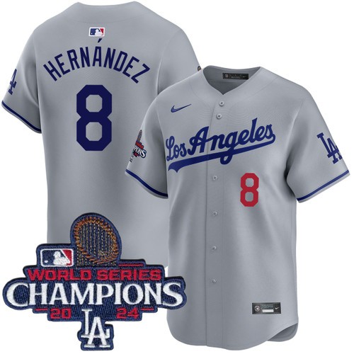 Men's Enrique Hernandez Los Angeles Dodgers Nike Road Grey Limited World Series Champions Jersey