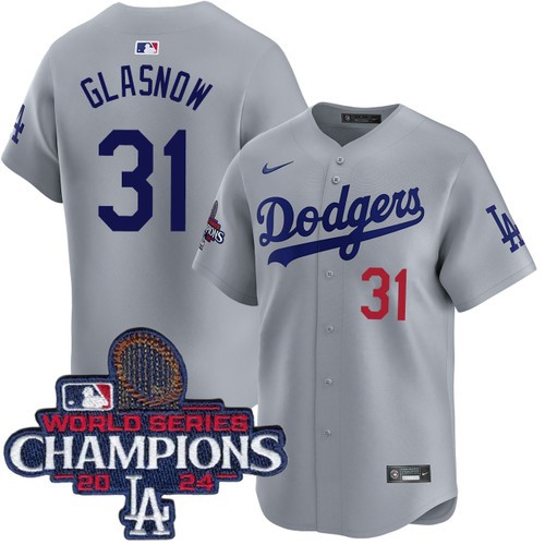 Men's Tyler Glasnow Los Angeles Dodgers Nike Alternate Road Grey Limited World Series Champions Jersey