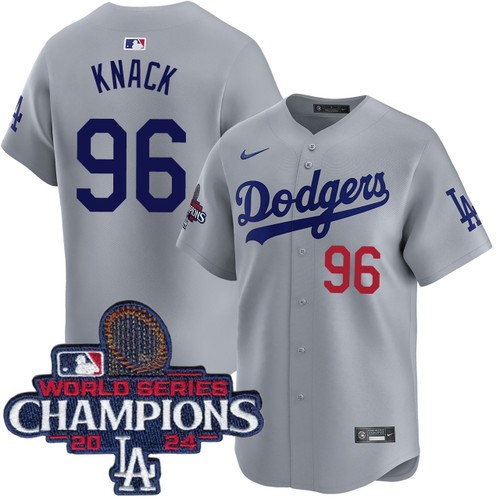 Men's Landon Knack Los Angeles Dodgers Nike Alternate Road Grey Limited World Series Champions Jersey