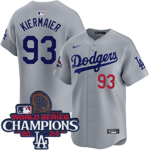 Men's Kevin Kiermaier Los Angeles Dodgers Nike Alternate Road Grey Limited World Series Champions Jersey