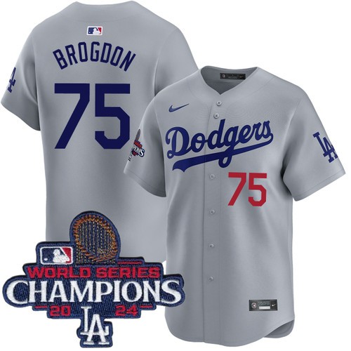 Men's Connor Brogdon Los Angeles Dodgers Nike Alternate Road Grey Limited World Series Champions Jersey