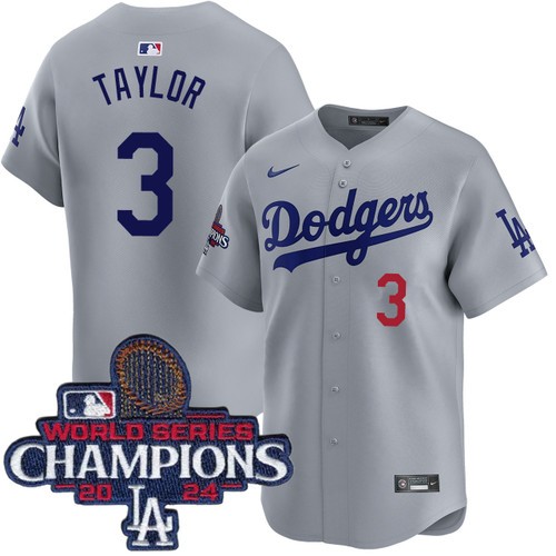 Men's Chris Taylor Los Angeles Dodgers Nike Alternate Road Grey Limited World Series Champions Jersey