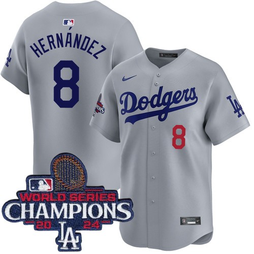 Men's Enrique Hernandez Los Angeles Dodgers Nike Alternate Road Grey Limited World Series Champions Jersey