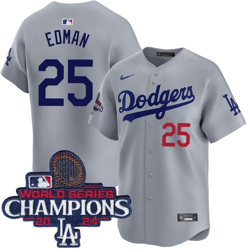 Men's Tommy Edman Los Angeles Dodgers Nike Alternate Road Grey Limited World Series Champions Jersey