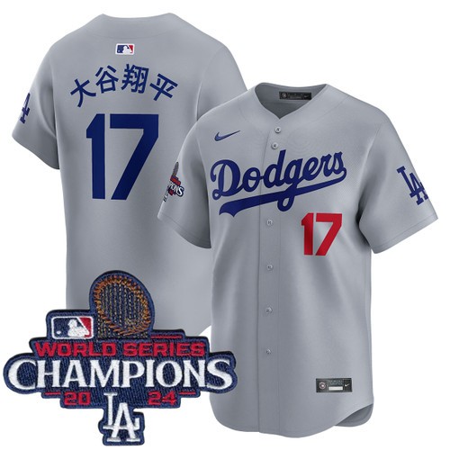 Men's 大谷翔平 Los Angeles Dodgers Nike Alternate Road Grey Limited World Series Champions Jersey