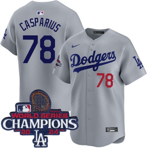 Men's Ben Casparius Los Angeles Dodgers Nike Alternate Road Grey Limited World Series Champions Jersey