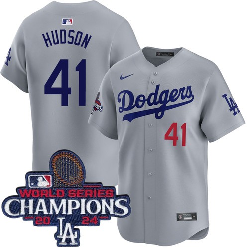 Men's Daniel Hudson Los Angeles Dodgers Nike Alternate Road Grey Limited World Series Champions Jersey