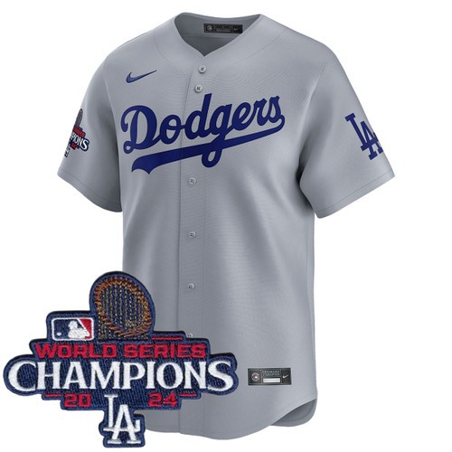 Men's Los Angeles Dodgers Blank Nike Alternate Road Grey Limited World Series Champions Jersey