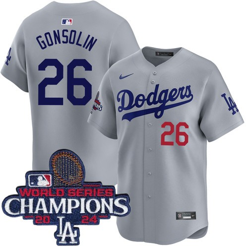 Men's Tony Gonsolin Los Angeles Dodgers Nike Alternate Road Grey Limited World Series Champions Jersey