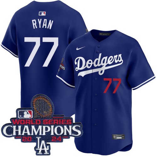 Men's River Ryan Los Angeles Dodgers Nike Alternate Royal Limited World Series Champions Jersey