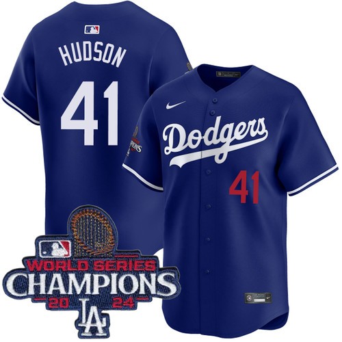 Men's Daniel Hudson Los Angeles Dodgers Nike Alternate Royal Limited World Series Champions Jersey