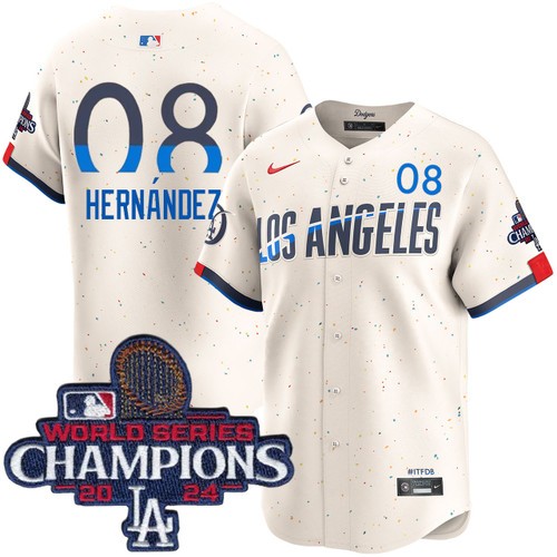 Men's Enrique Hernandez Los Angeles Dodgers Nike City Connect Cream Limited World Series Champions Jersey