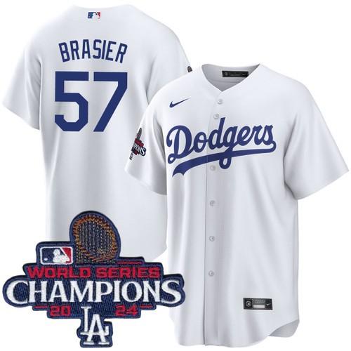 Youth Ryan Brasier Los Angeles Dodgers Nike Home White World Series Champions Jersey