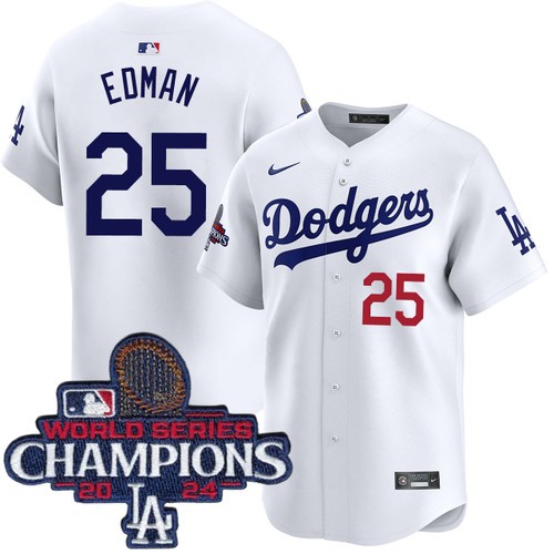 Youth Tommy Edman Los Angeles Dodgers Nike Home White Limited World Series Champions Jersey