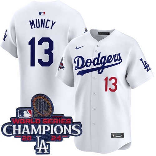 Youth Max Muncy Los Angeles Dodgers Nike Home White Limited World Series Champions Jersey