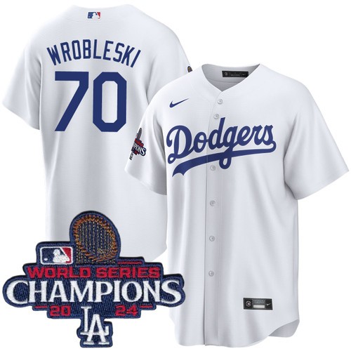 Youth Justin Wrobleski Los Angeles Dodgers Nike Home White World Series Champions Jersey