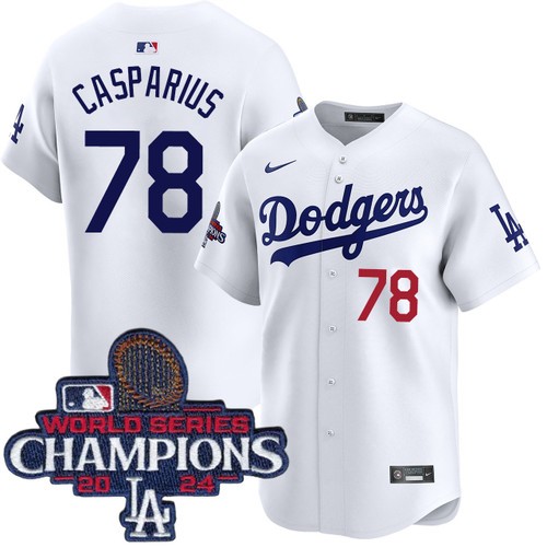 Youth Ben Casparius Los Angeles Dodgers Nike Home White Limited World Series Champions Jersey