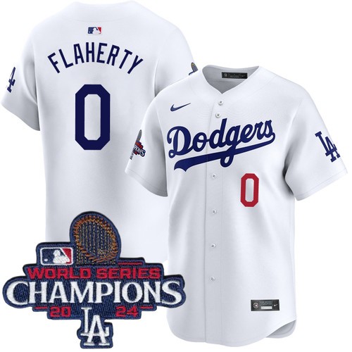 Youth Jack Flaherty Los Angeles Dodgers Nike Home White Limited World Series Champions Jersey