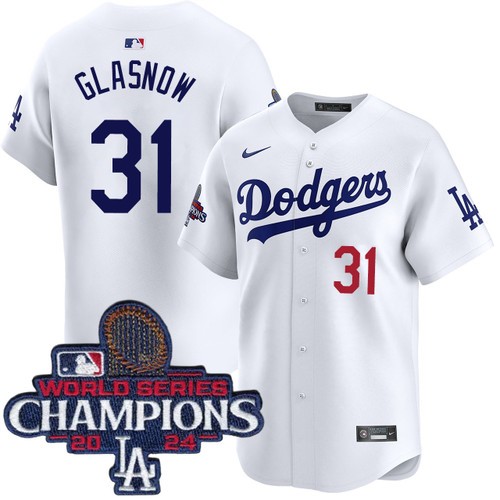 Youth Tyler Glasnow Los Angeles Dodgers Nike Home White Limited World Series Champions Jersey