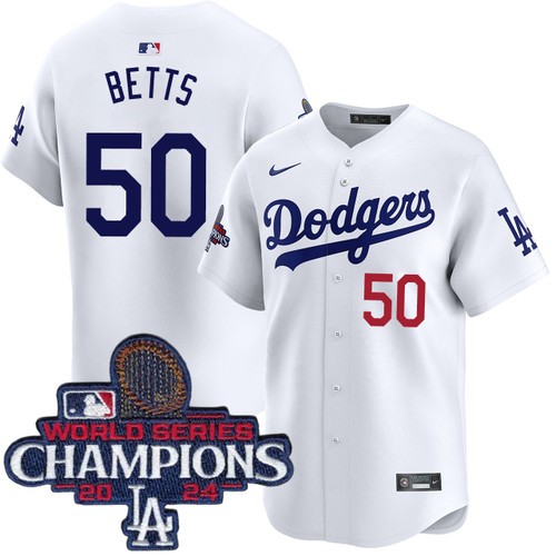 Youth Mookie Betts Los Angeles Dodgers Nike Home White Limited World Series Champions Jersey