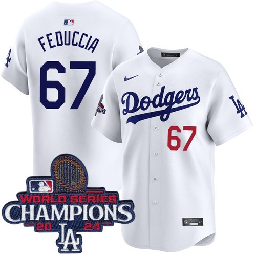 Youth Hunter Feduccia Los Angeles Dodgers Nike Home White Limited World Series Champions Jersey