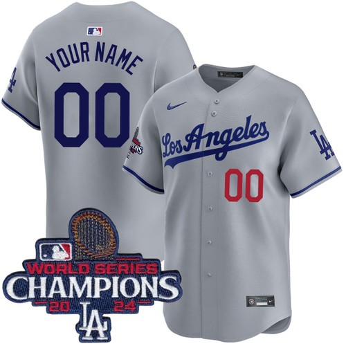 Men's Los Angeles Dodgers Nike Customized Road Grey Limited World Series Champions Jersey