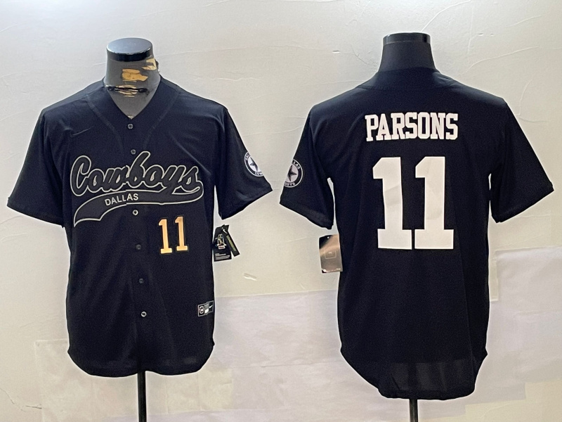 Men's Dallas Cowboys #11 Micah Parsons Black With Patch Cool Base Stitched Baseball Jerseys