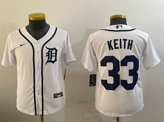 Youth Detroit Tigers #33 Colt Keith White Cool Base Stitched Baseball Jersey