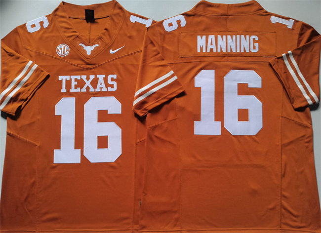 Men's Texas Longhorns #16 Peyton Manning Orange F.U.S.E. Stitched Jersey