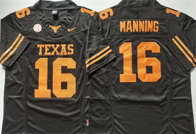 Men's Texas Longhorns #16 Peyton Manning Black F.U.S.E. Stitched Jersey