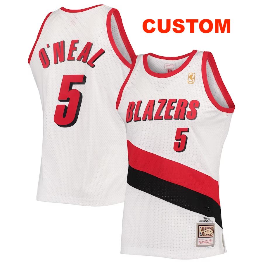 Men's Custom Mitchell & Ness White Portland Trail Blazers 1996-97 Hardwood Classics Swingman Jersey