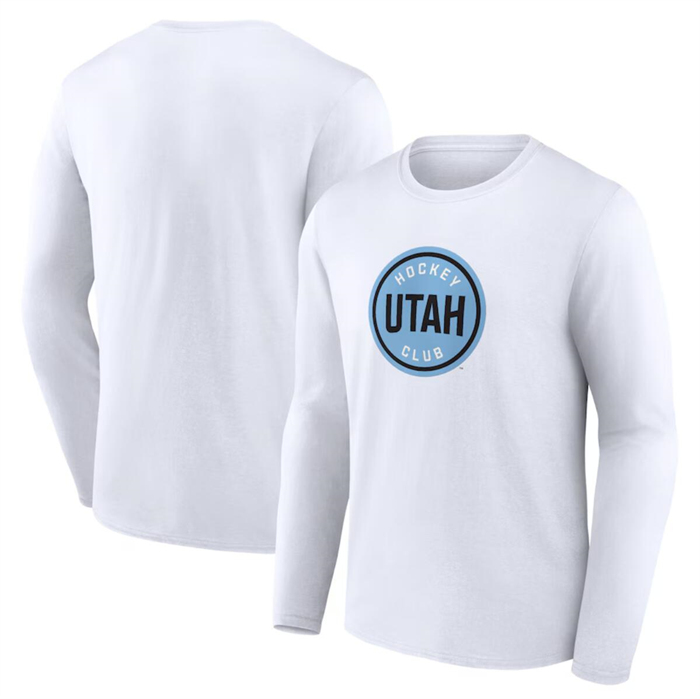 Men's Utah Hockey Club White Draft Logo Long Sleeve T-Shirt