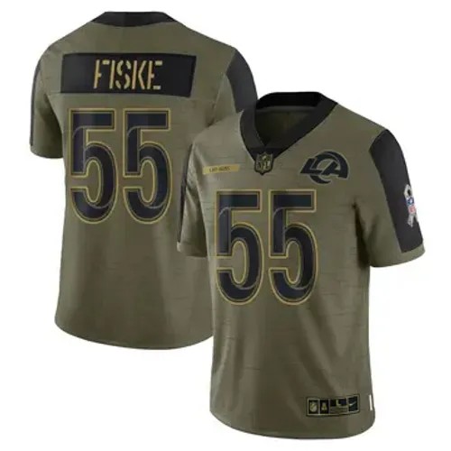 Men's Los Angeles Rams #55 Braden Fiske Vapor Limited 2021 Salute to Service Olive Stitched Football Jersey