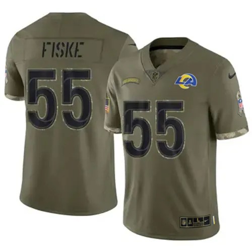 Men's Los Angeles Rams #55 Braden Fiske Vapor Limited 2022 Salute to Service Olive Stitched Football Jersey