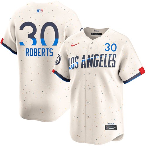 Men's Dave Roberts Los Angeles Dodgers Nike Cream 2024 City Connect Limited Stitched MLB Jersey