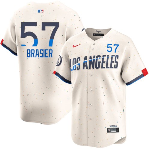 Men's Ryan Brasier Los Angeles Dodgers Nike Cream 2024 City Connect Limited Stitched MLB Jersey