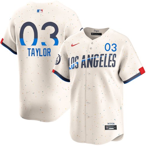 Men's Chris Taylor Los Angeles Dodgers Nike Cream 2024 City Connect Limited Stitched MLB Jersey