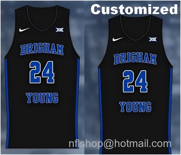 Men's Women's & Youth Nike Big XII Custom BYU Cougars Basketball Jersey College Name and Number Elite Stitched Black