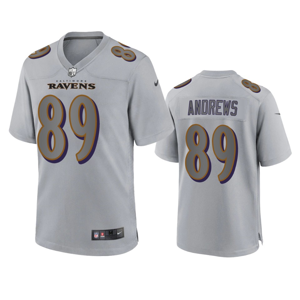 Men's Baltimore Ravens #89 Mark Andrews Gray Atmosphere Fashion Limited NFL Jersey