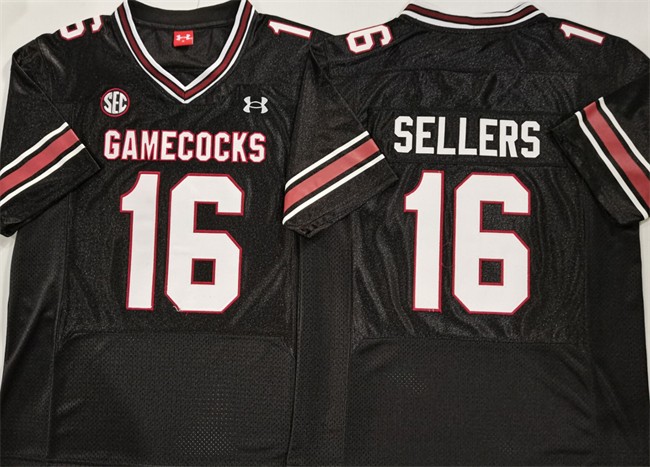 Men's Under Armour South Carolina Gamecocks #16 LaNorris Sellers Black Football Stitched Jersey