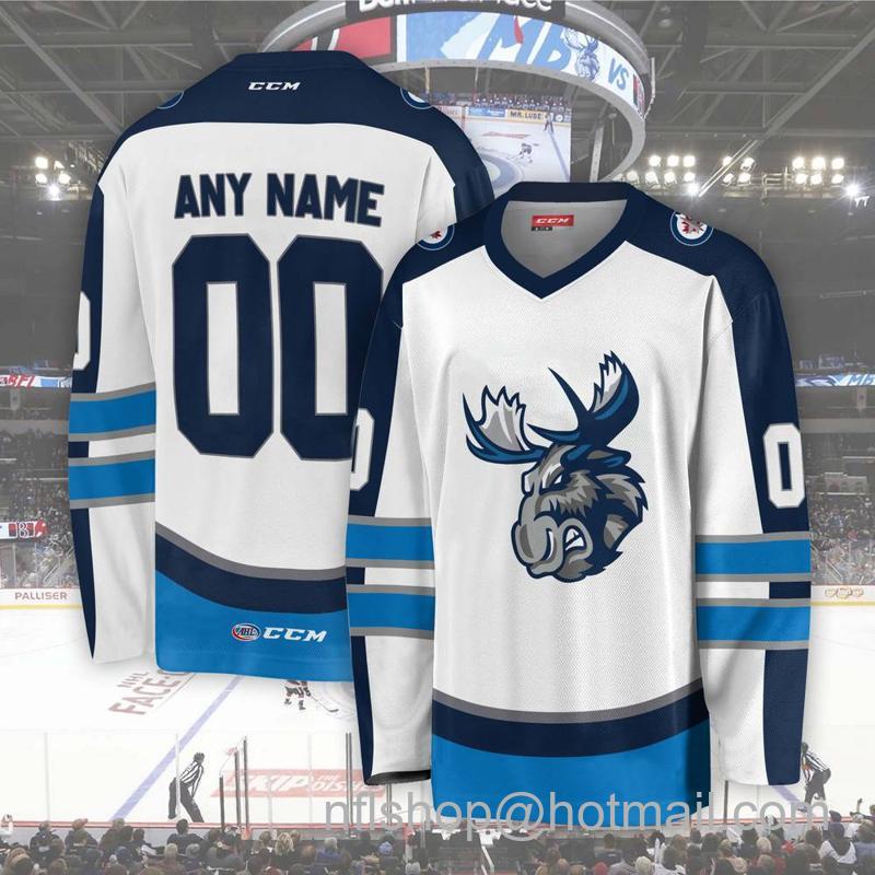 Men's Youth Customized Manitoba Moose AHL White CCM Hockey Stitched Jersey